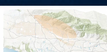 Map illustration of the Los Angeles foothills service region